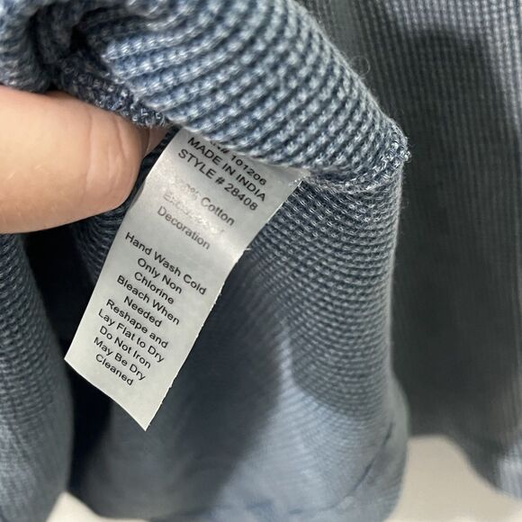 Soft Surroundings Camden Tunic Top Women’s Large Blue Embroidered Waffle Knit - Picture 5 of 7